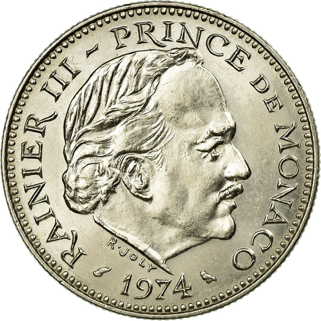 Coin, Monaco, Rainier III, 5 Francs, 1974, AU(55-58), Copper-nickel, KM:150