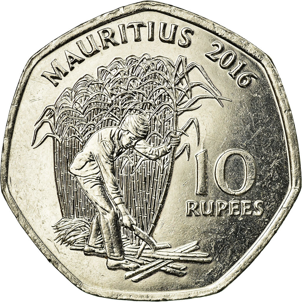 Moneta, Mauritius, 10 Rupees, 2016, BB+, Rame-nichel