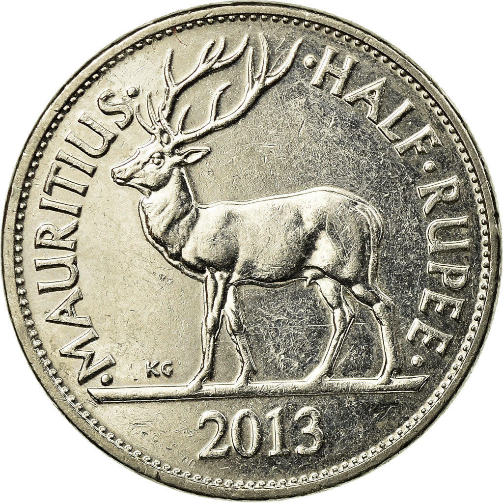 Moneta, Mauritius, 1/2 Rupee, 2013, BB, Rame-nichel