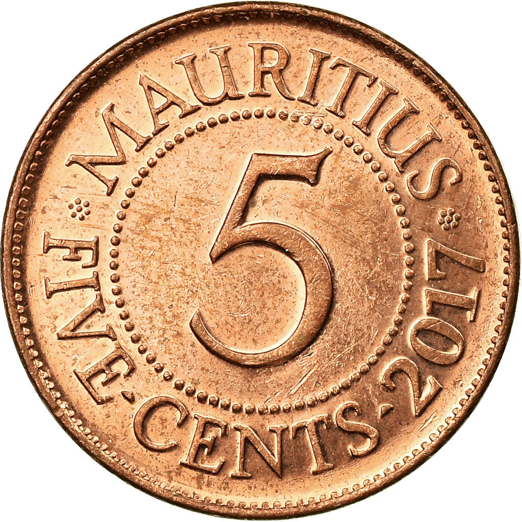 Münze, Mauritius, 5 Cents, 2017, SS, Copper Plated Steel