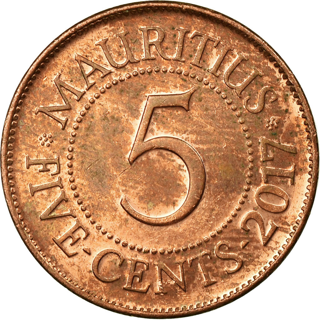 Moneta, Mauritius, 5 Cents, 2017, MB, Acciaio placcato rame