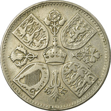 Coin, Great Britain, Elizabeth II, Crown, 1953, VF(30-35), Copper-nickel, KM:894