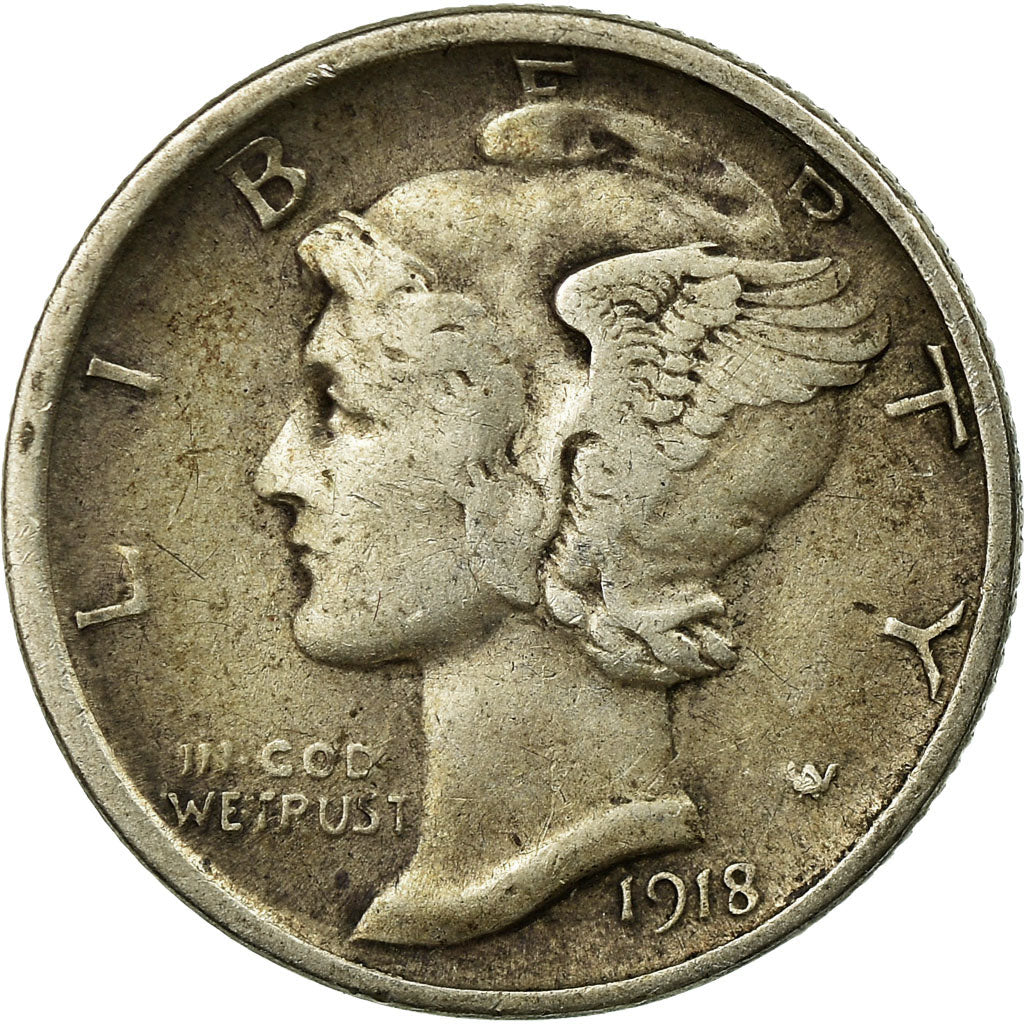 Coin, United States, Mercury Dime, Dime, 1918, U.S. Mint, Denver, VF(30-35)