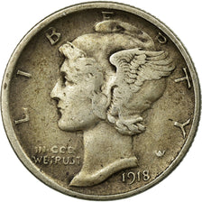 Coin, United States, Mercury Dime, Dime, 1918, U.S. Mint, Denver, VF(30-35)