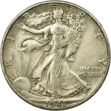 Coin, United States, Walking Liberty Half Dollar, Half Dollar, 1941, U.S. Mint
