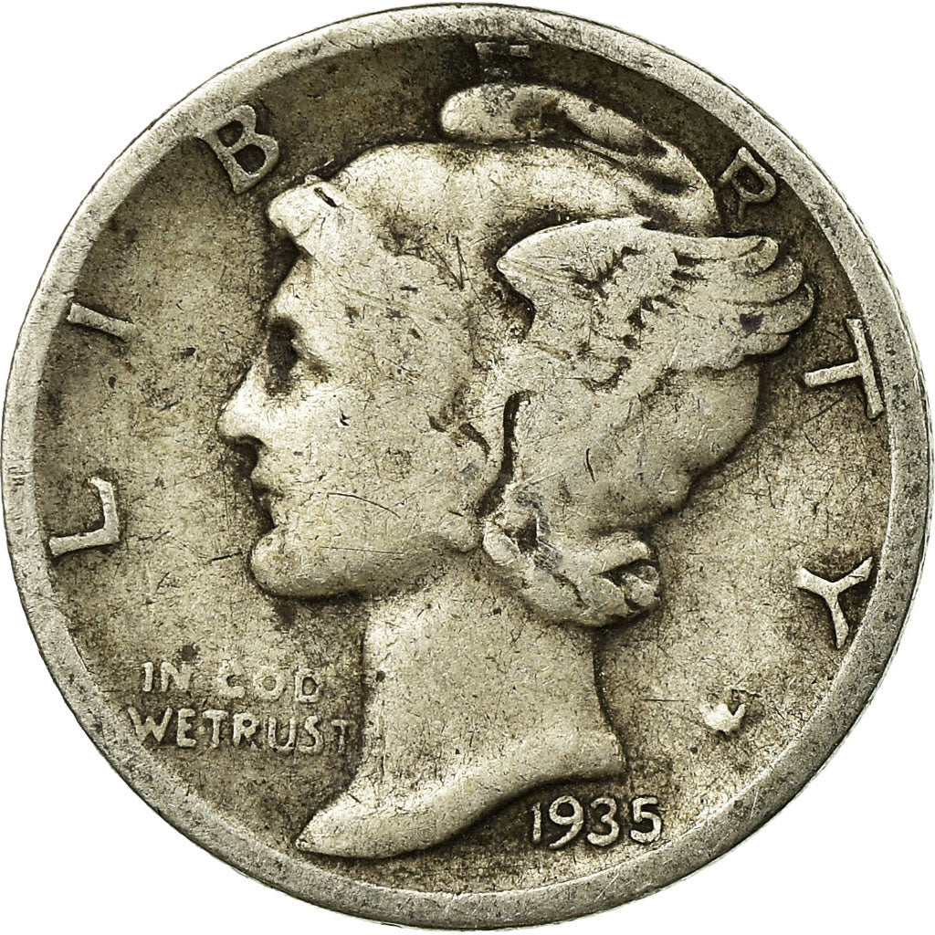Moneta, Stati Uniti, Mercury Dime, Dime, 1935, U.S. Mint, Denver, MB+, Argento