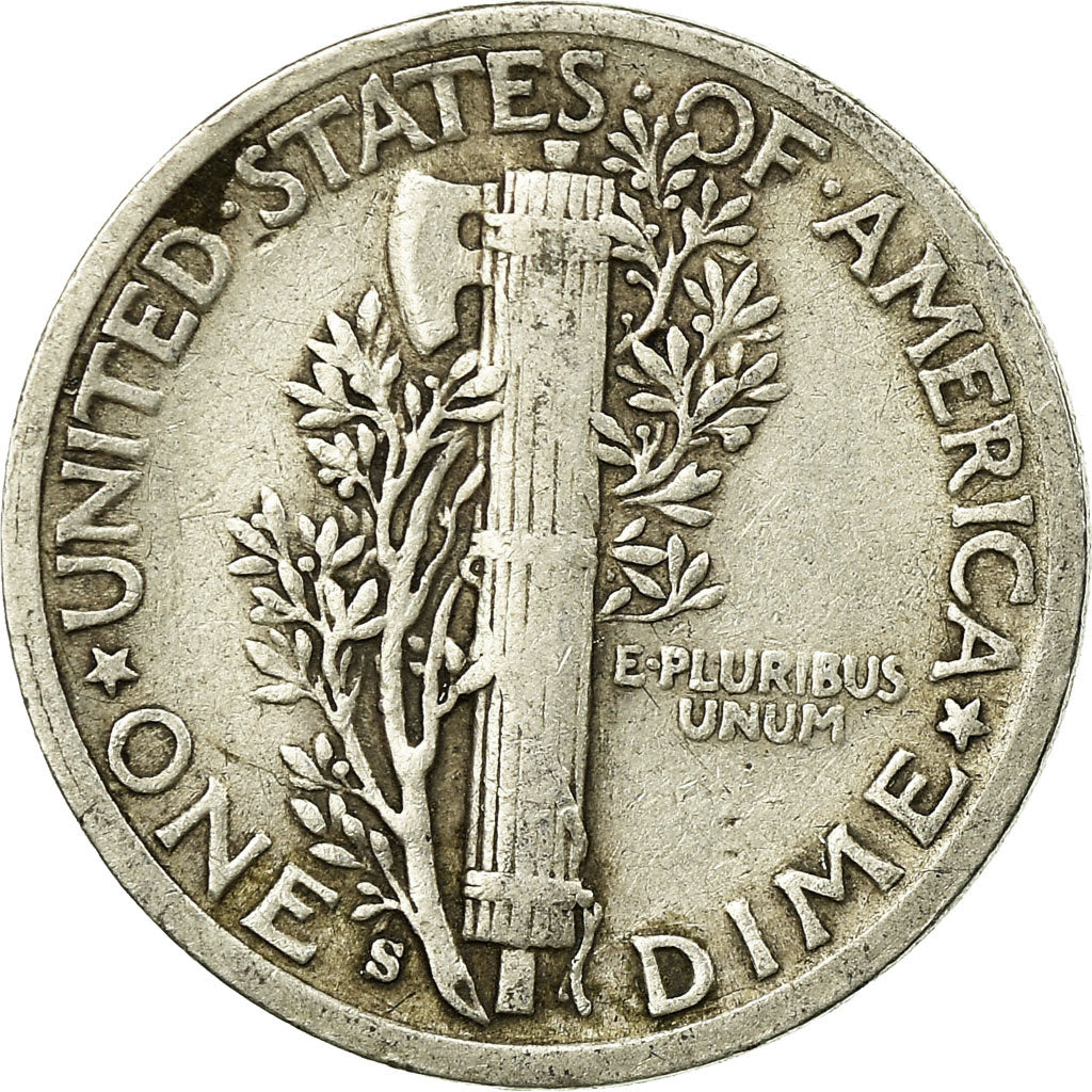Coin, United States, Mercury Dime, Dime, 1942, U.S. Mint, San Francisco