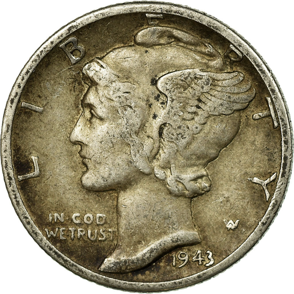 Coin, United States, Mercury Dime, Dime, 1943, U.S. Mint, Denver, F(12-15)