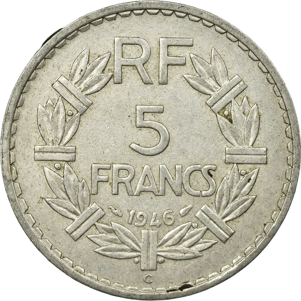 Moneta, Francia, Lavrillier, 5 Francs, 1946, Castelsarrasin, BB, Alluminio