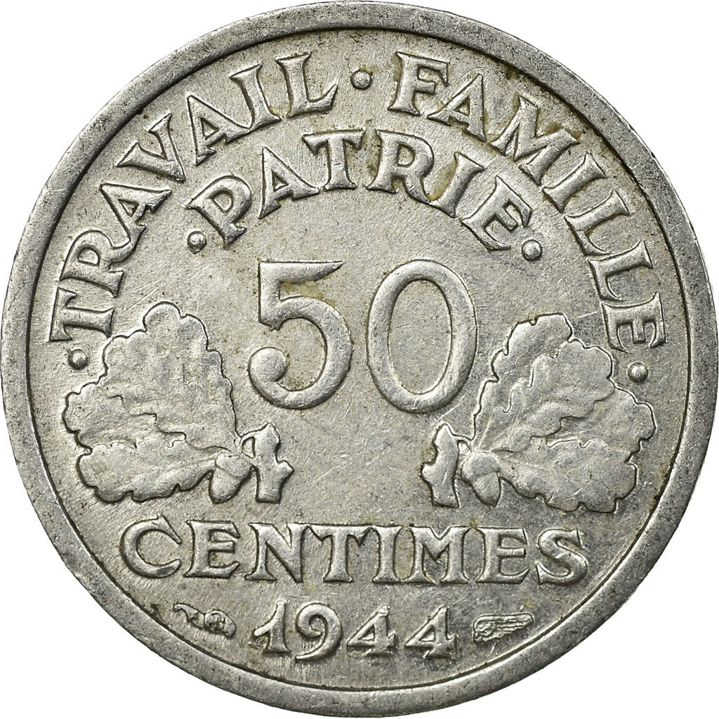 Coin, France, Bazor, 50 Centimes, 1944, Castelsarrasin, EF(40-45), Aluminum