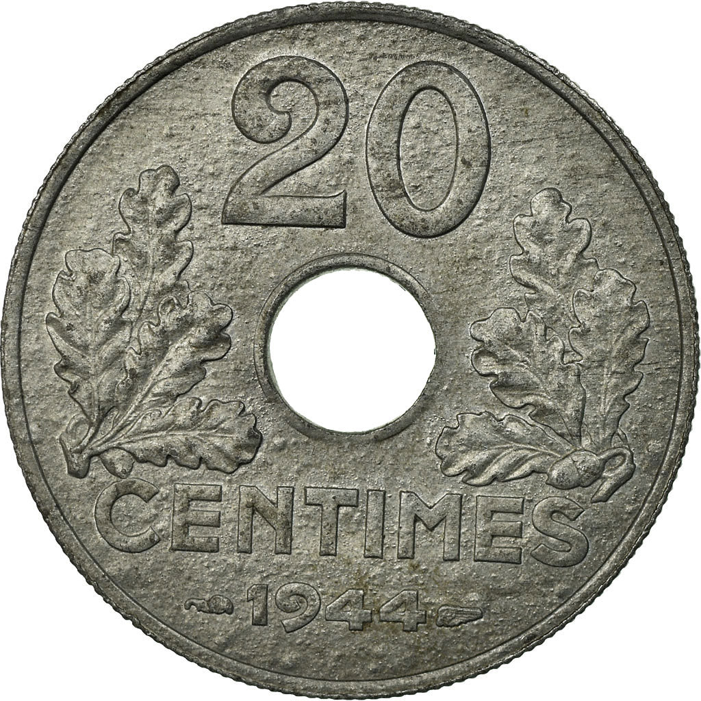 Coin, France, État français, 20 Centimes, 1944, Paris, EF(40-45), Zinc
