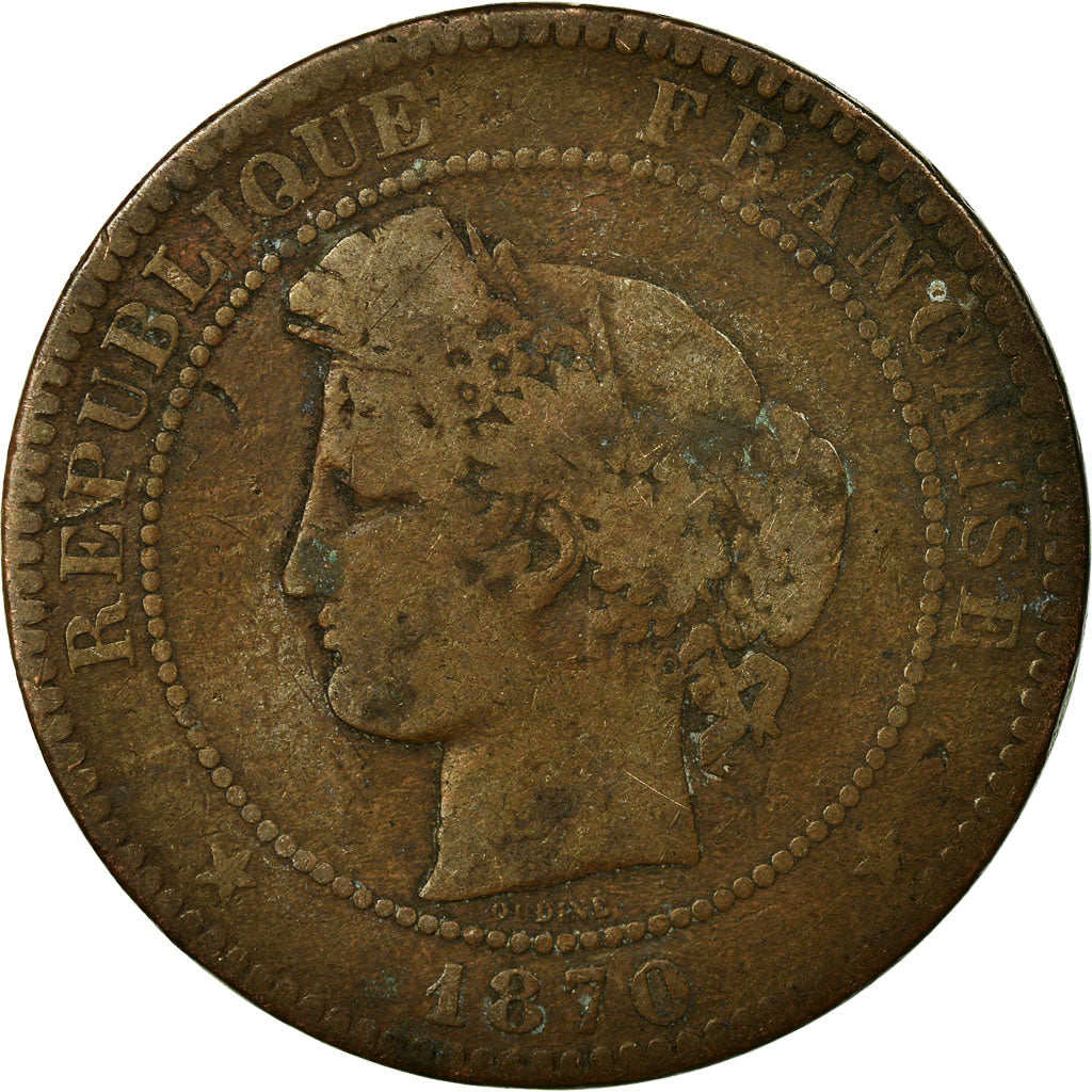 Münze, Frankreich, Cérès, 10 Centimes, 1870, Paris, S+, Bronze, KM:815.1