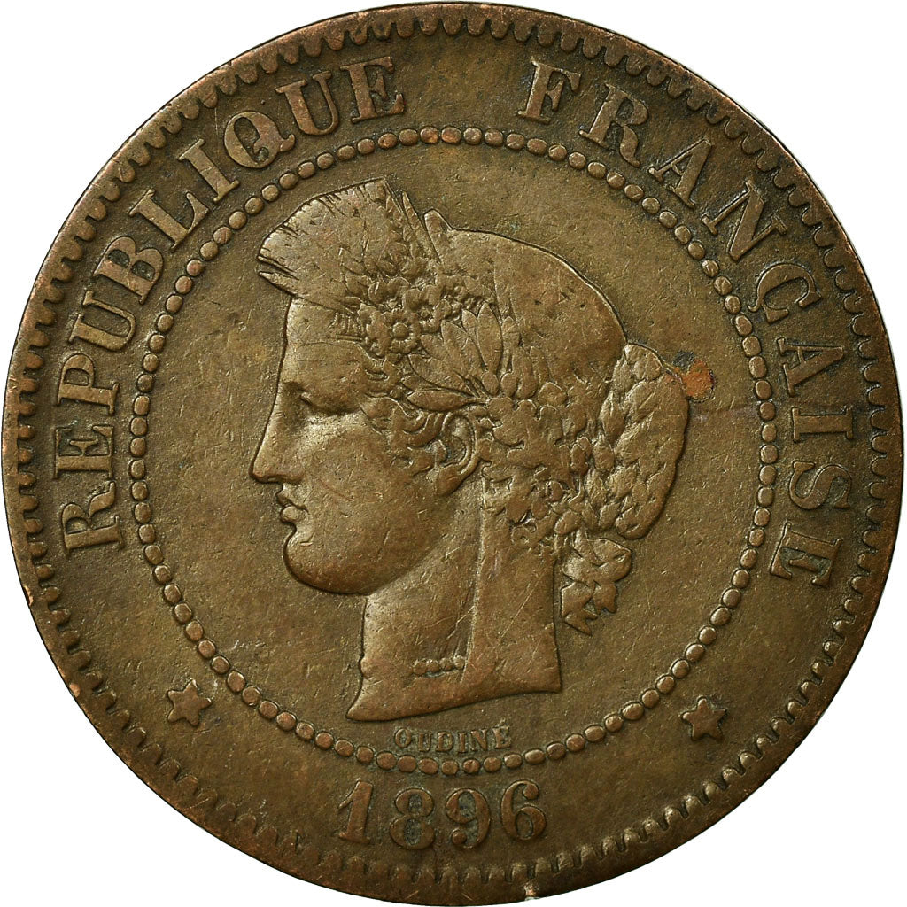 Moneta, Francja, Cérès, 5 Centimes, 1896, Paris, VF(30-35), Bronze, KM:821.1