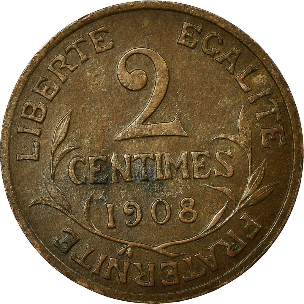 Moneda, Francia, Dupuis, 2 Centimes, 1908, Paris, EBC, Bronce, KM:841