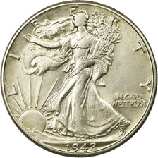 Coin, United States, Walking Liberty Half Dollar, Half Dollar, 1942, U.S. Mint