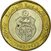 Moneta, Tunisia, 5 Dinars, 2002, Paris, BB, Bi-metallico, KM:444