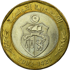 Münze, Tunesien, 5 Dinars, 2002, Paris, SS, Bi-Metallic, KM:444