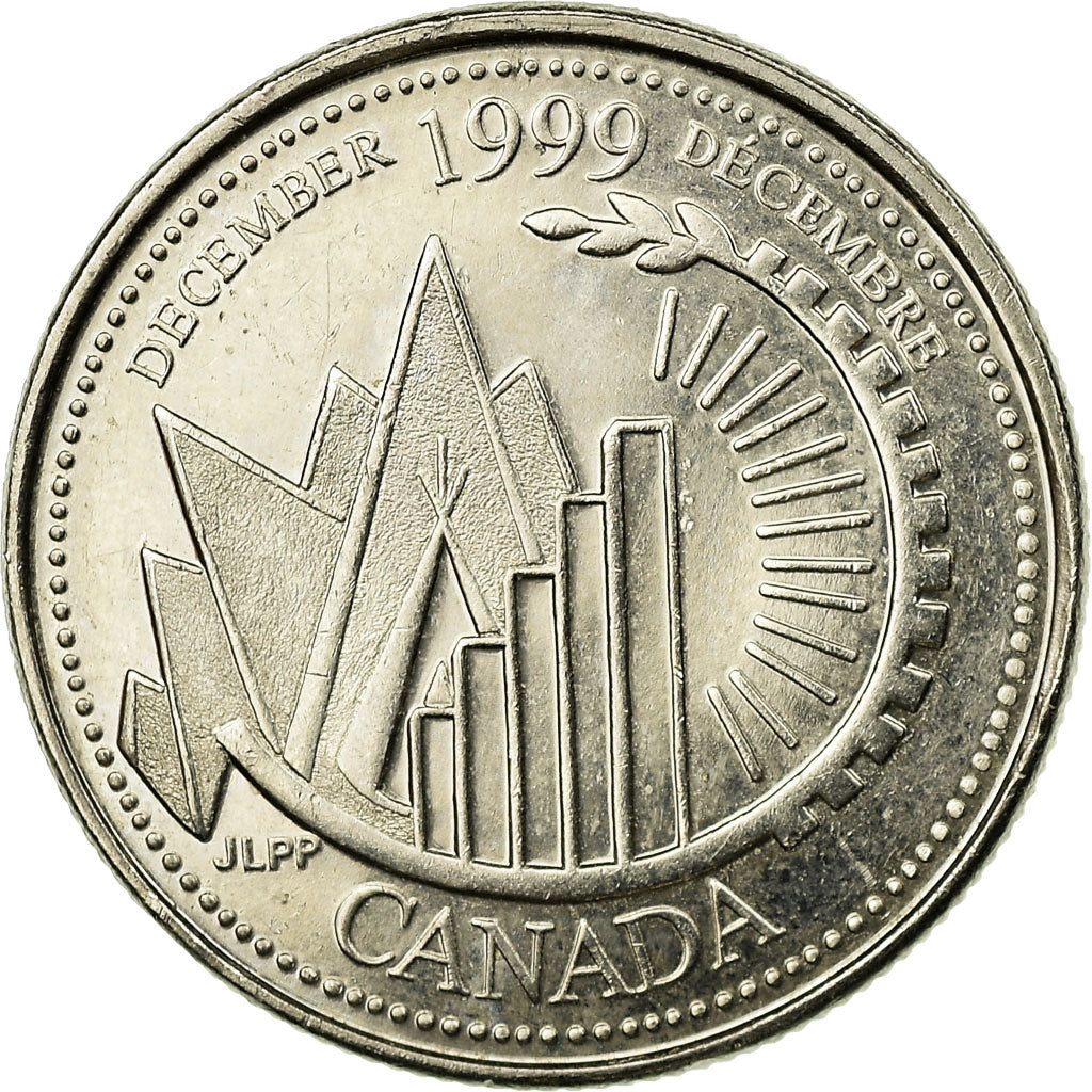Coin, Canada, Elizabeth II, 25 Cents, 1999, Royal Canadian Mint, Ottawa