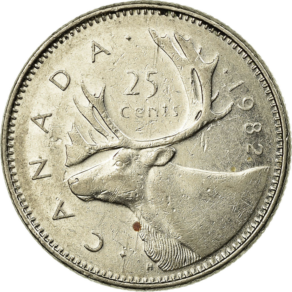 Coin, Canada, Elizabeth II, 25 Cents, 1982, Royal Canadian Mint, Ottawa