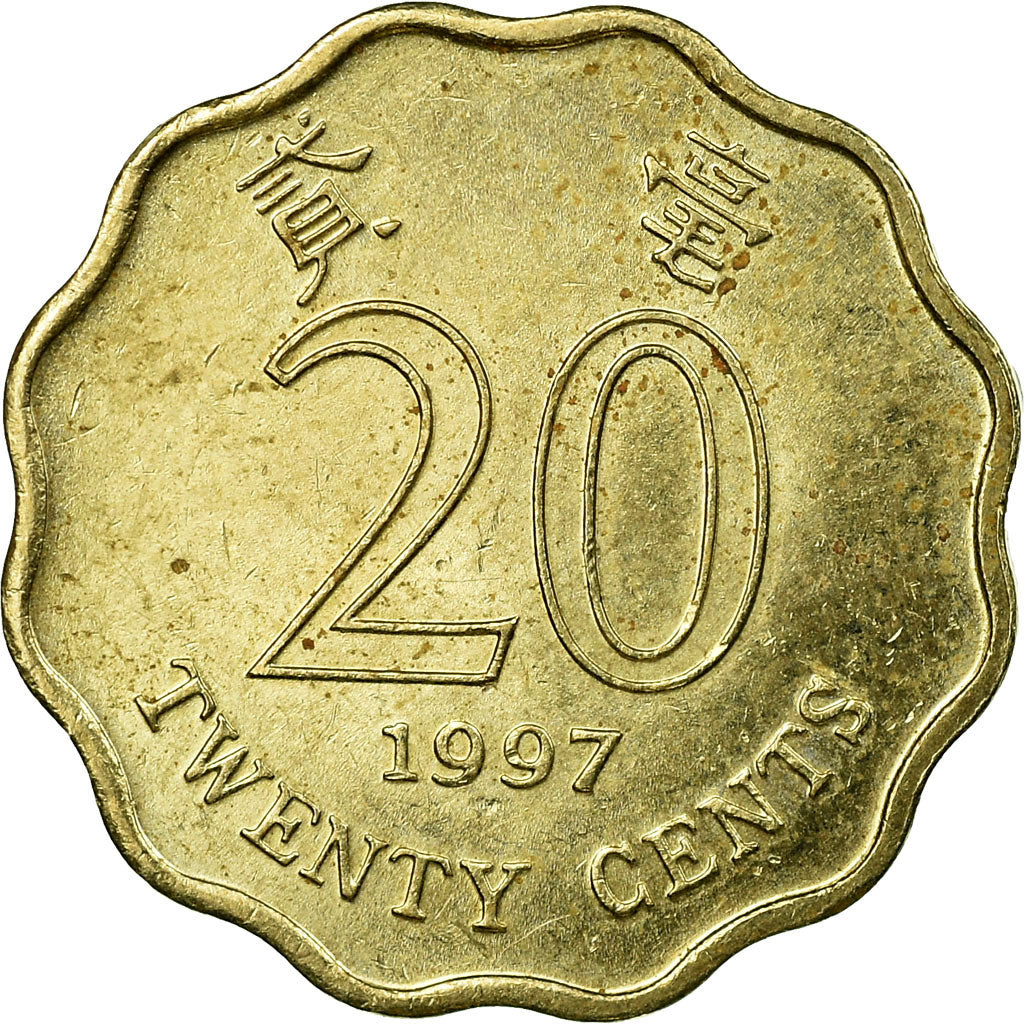 Moneda, Hong Kong, Elizabeth II, 20 Cents, 1997, BC+, Níquel - latón, KM:67