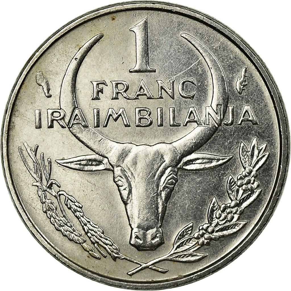 Coin, Madagascar, Franc, 1987, Paris, EF(40-45), Stainless Steel, KM:8