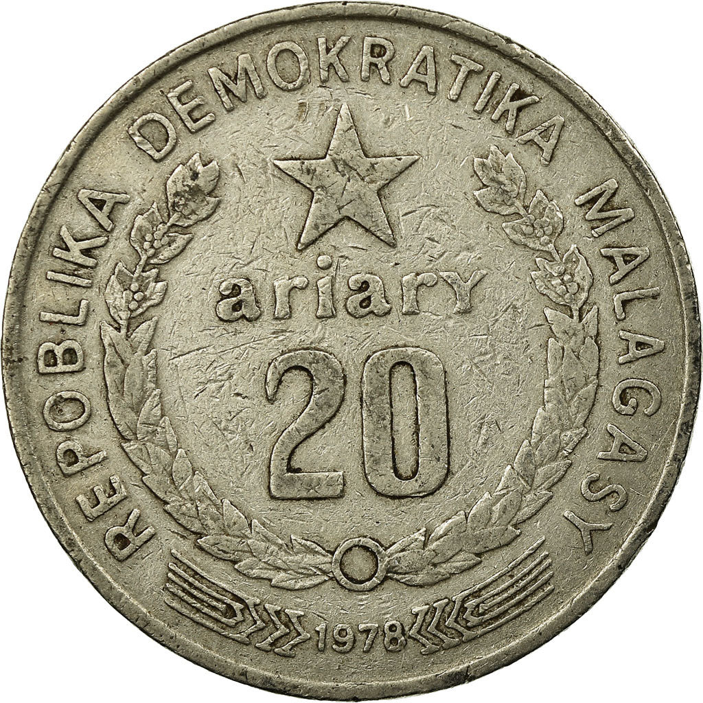 Moneda, Madagascar, 20 Ariary, 1978, British Royal Mint, BC+, Níquel, KM:14