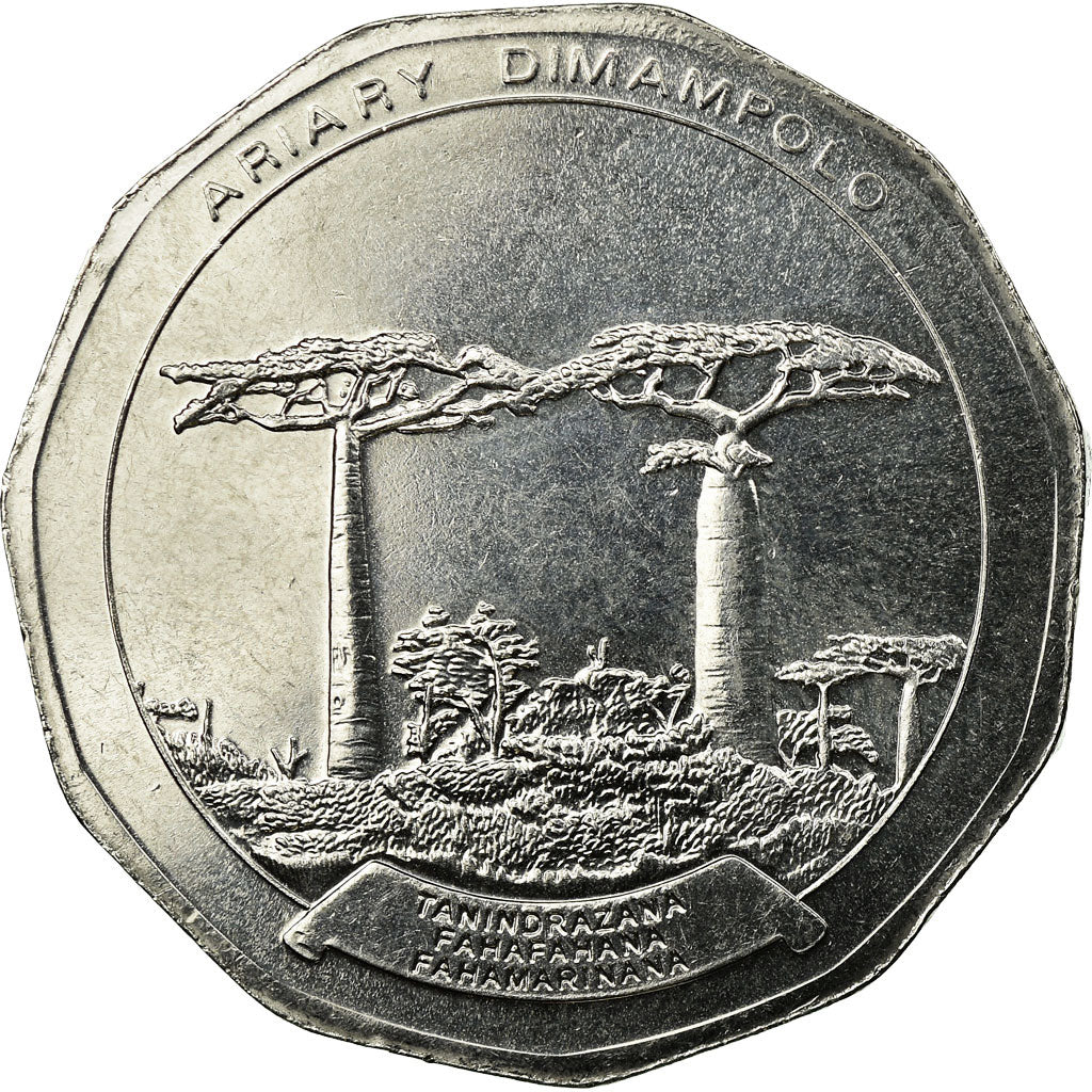 Coin, Madagascar, 50 Ariary, 1996, Paris, EF(40-45), Stainless Steel, KM:25.1