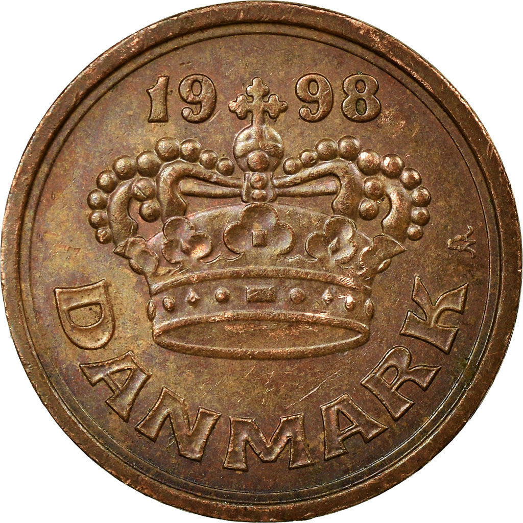 Coin, Denmark, Margrethe II, 50 Öre, 1998, Brondby, VF(30-35), Bronze, KM:866.2
