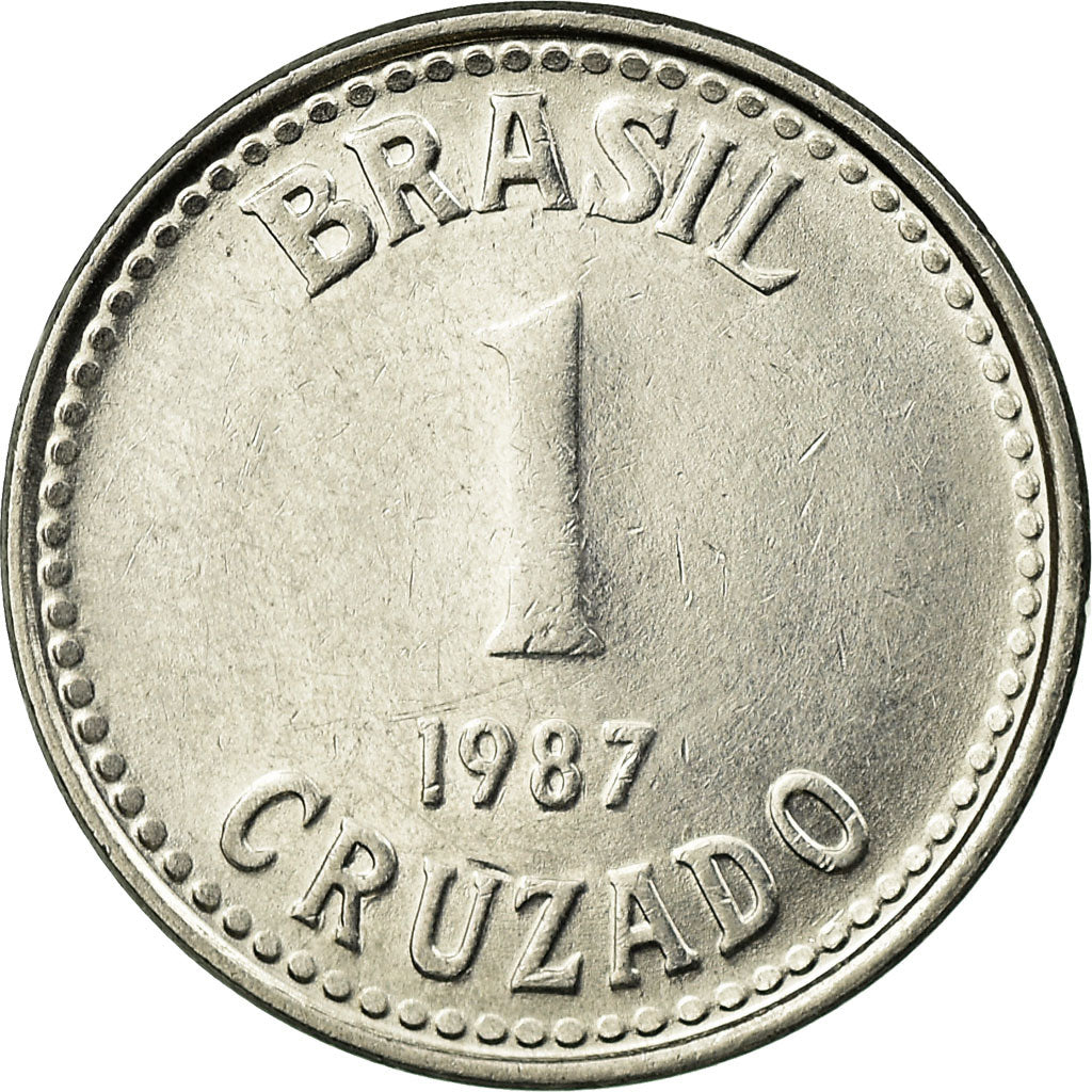 Moneda, Brasil, Cruzado, 1987, MBC, Acero inoxidable, KM:605