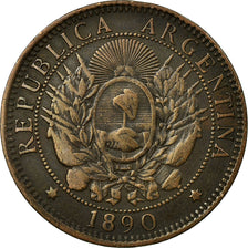 Coin, Argentina, 2 Centavos, 1890, EF(40-45), Bronze, KM:33