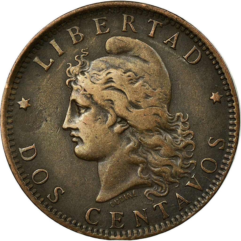 Coin, Argentina, 2 Centavos, 1890, EF(40-45), Bronze, KM:33