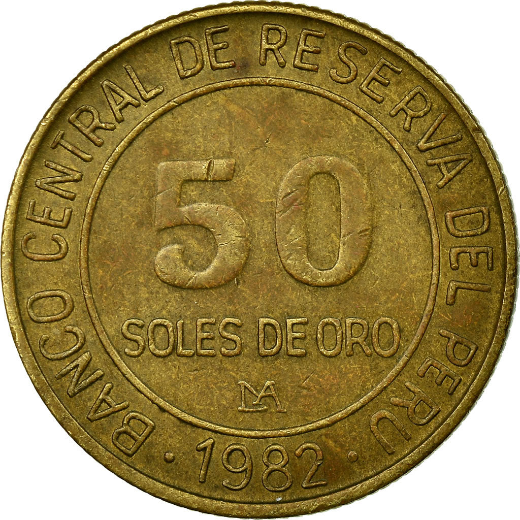 Coin, Peru, 50 Soles, 1982, Lima, VF(30-35), Aluminum-Bronze, KM:273