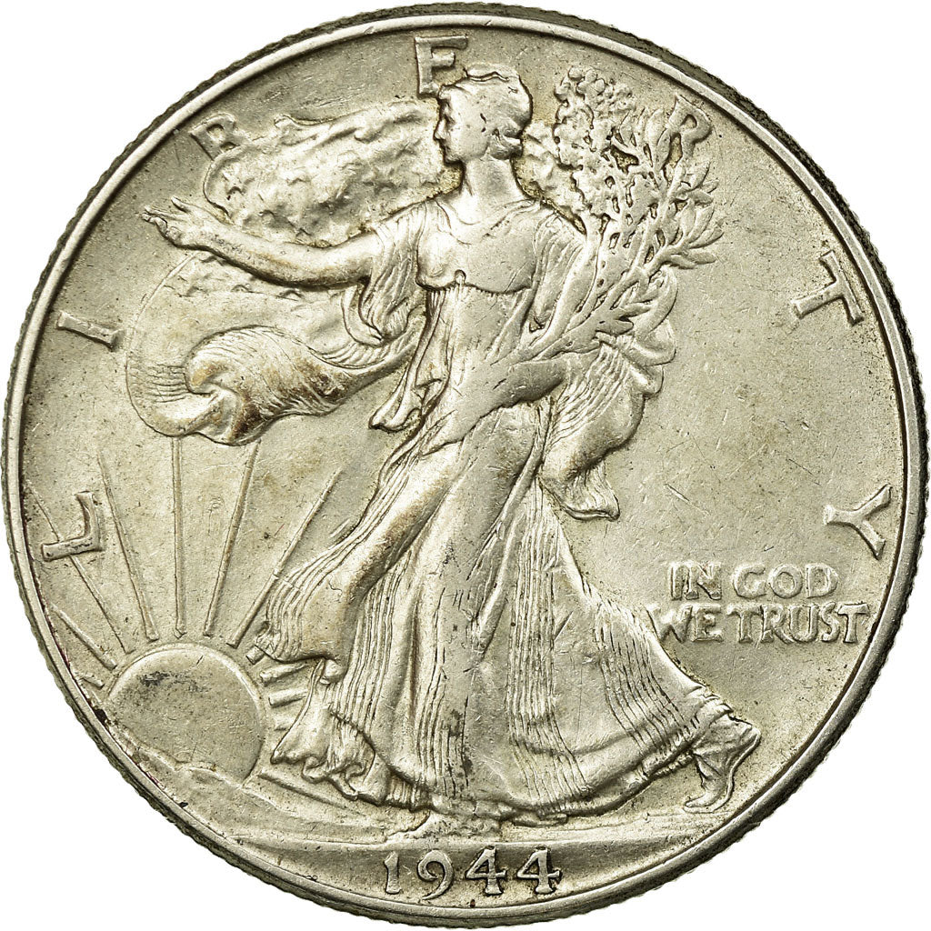 Coin, United States, Walking Liberty Half Dollar, Half Dollar, 1944, U.S. Mint