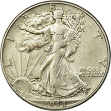 Coin, United States, Walking Liberty Half Dollar, Half Dollar, 1944, U.S. Mint