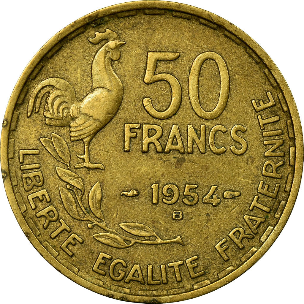 Coin, France, Guiraud, 50 Francs, 1954, Beaumont - Le Roger, VF(30-35)