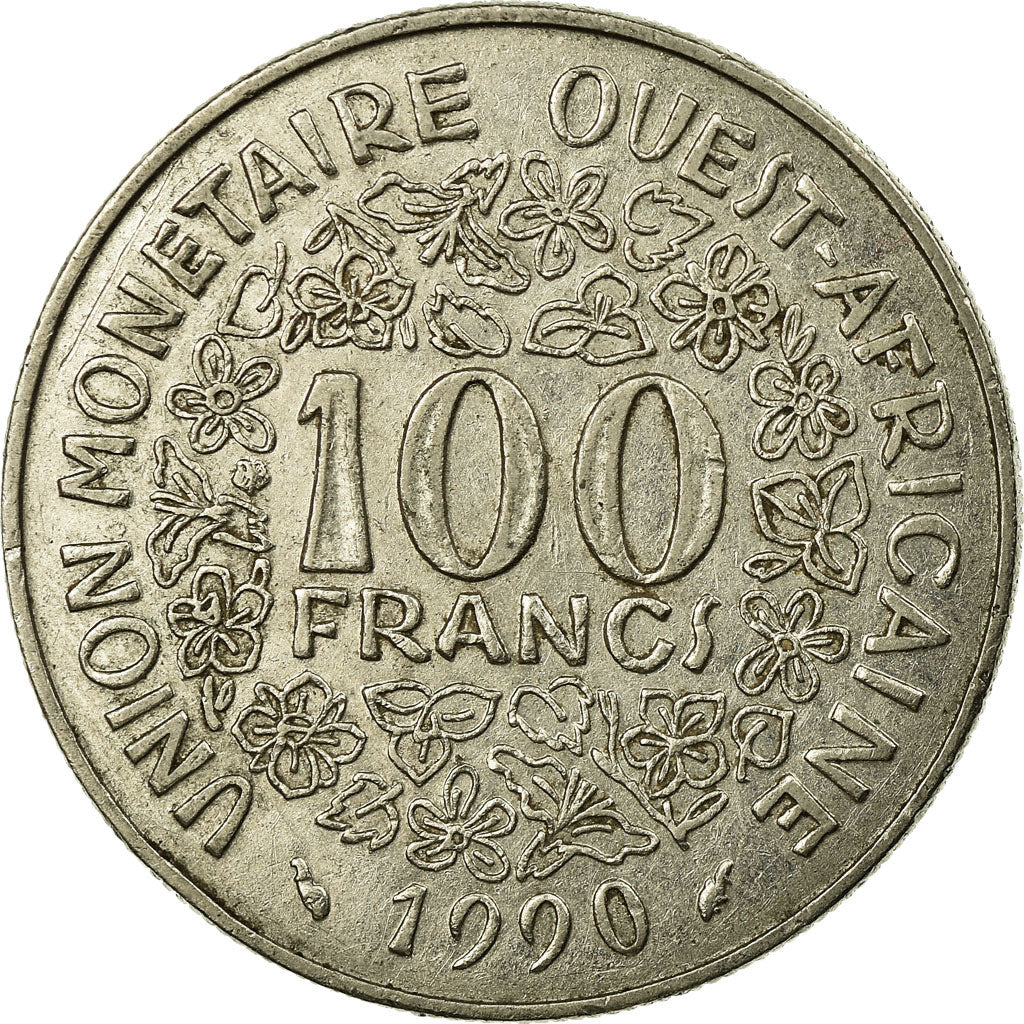 Moneta, Kraje Afryki Zachodniej, 100 Francs, 1990, Paris, VF(30-35), Nikiel