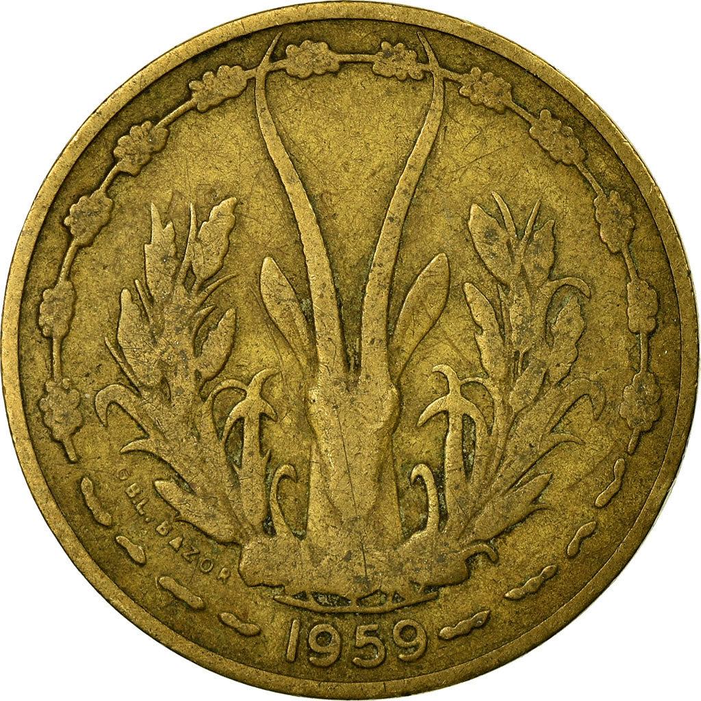 Münze, West African States, 10 Francs, 1959, Paris, S+, Aluminum-Bronze, KM:1