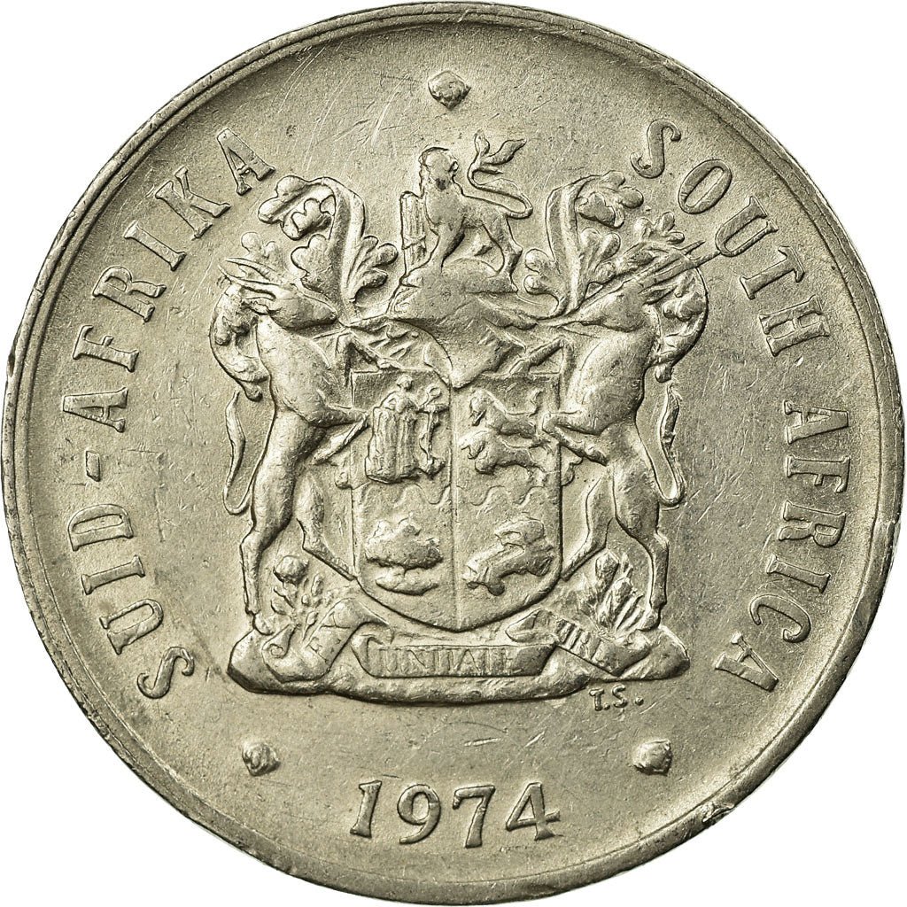 Coin, South Africa, 20 Cents, 1974, EF(40-45), Nickel, KM:86