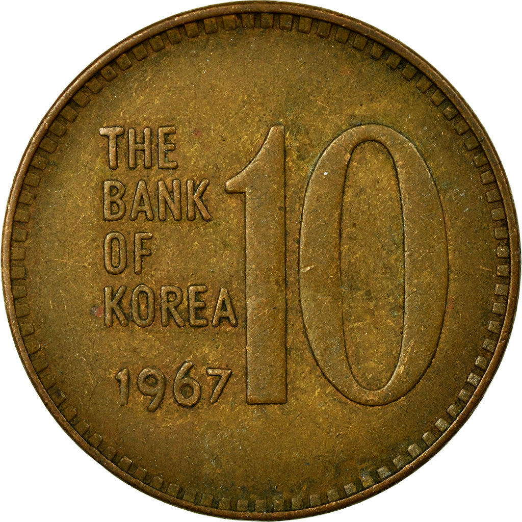 Coin, KOREA-SOUTH, 10 Won, 1967, VF(30-35), Bronze, KM:6