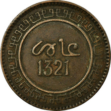 Coin, Morocco, 'Abd al-Aziz, 10 Mazunas, 1903, Paris, VF(30-35), Bronze, KM:17.1