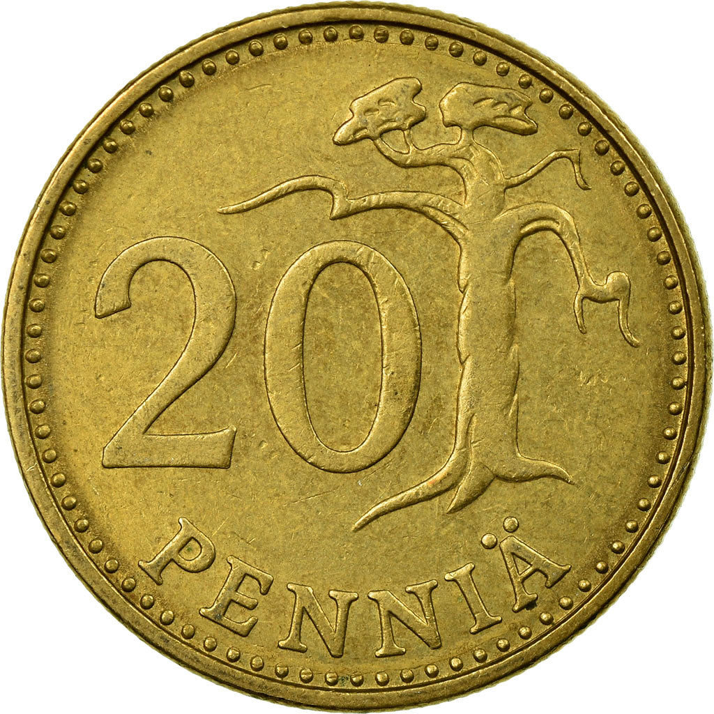 Coin, Finland, 20 Pennia, 1975, EF(40-45), Aluminum-Bronze, KM:47