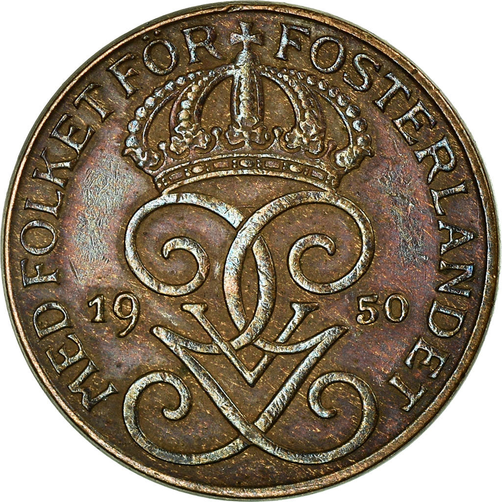 Coin, Sweden, Gustaf V, Ore, 1950, EF(40-45), Bronze, KM:777.2