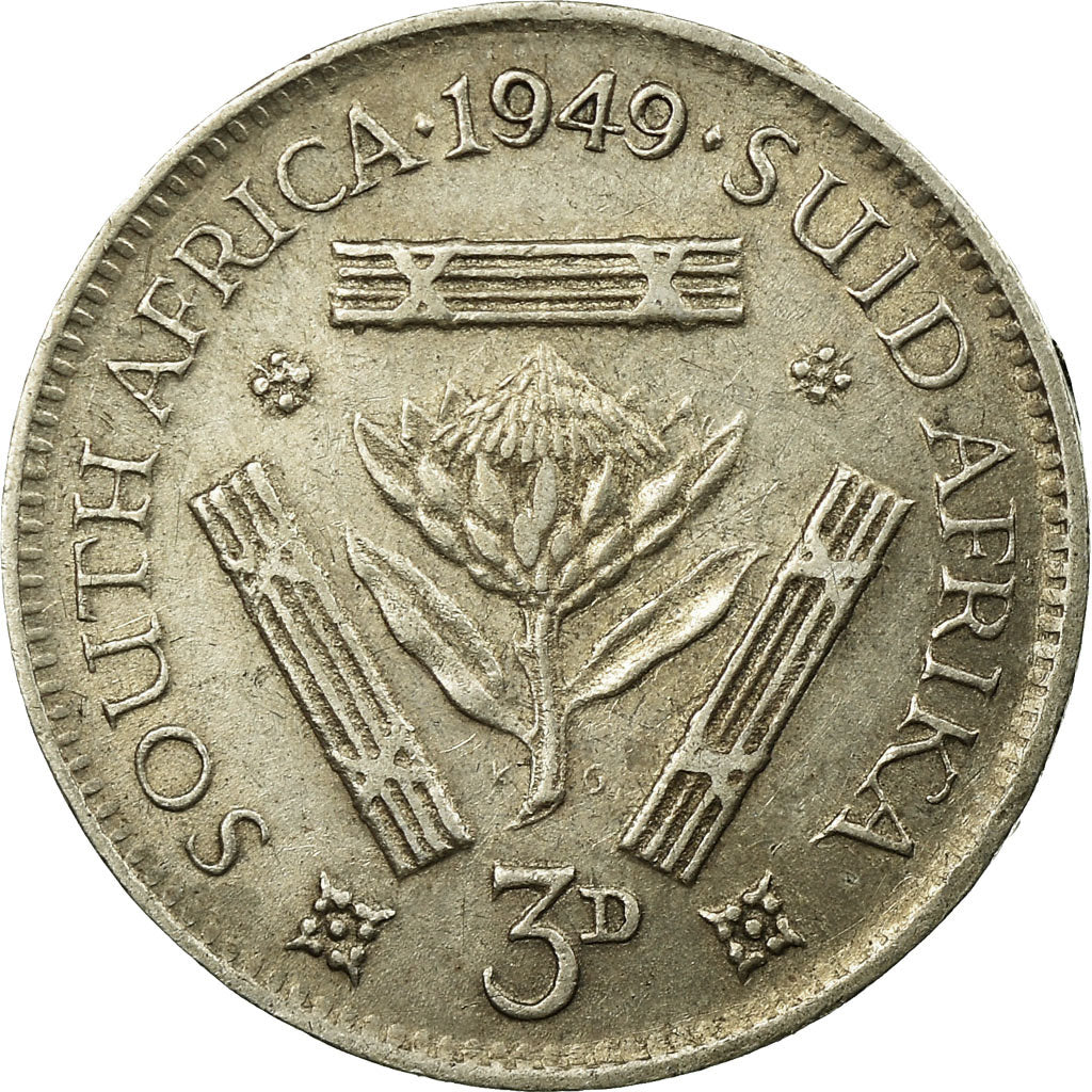 Coin, South Africa, George VI, 3 Pence, 1949, EF(40-45), Silver, KM:35.1