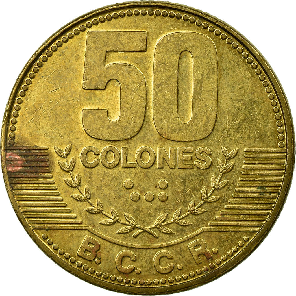 Moeda, Costa Rica, 50 Colones, 2012, VF(30-35), Latão