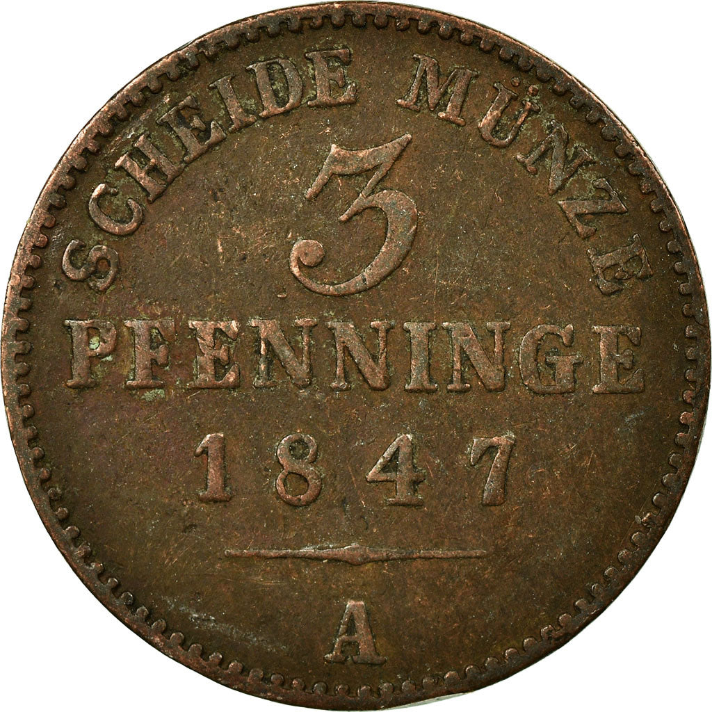 Coin, German States, PRUSSIA, Friedrich Wilhelm IV, 3 Pfennig, 1847, Berlin