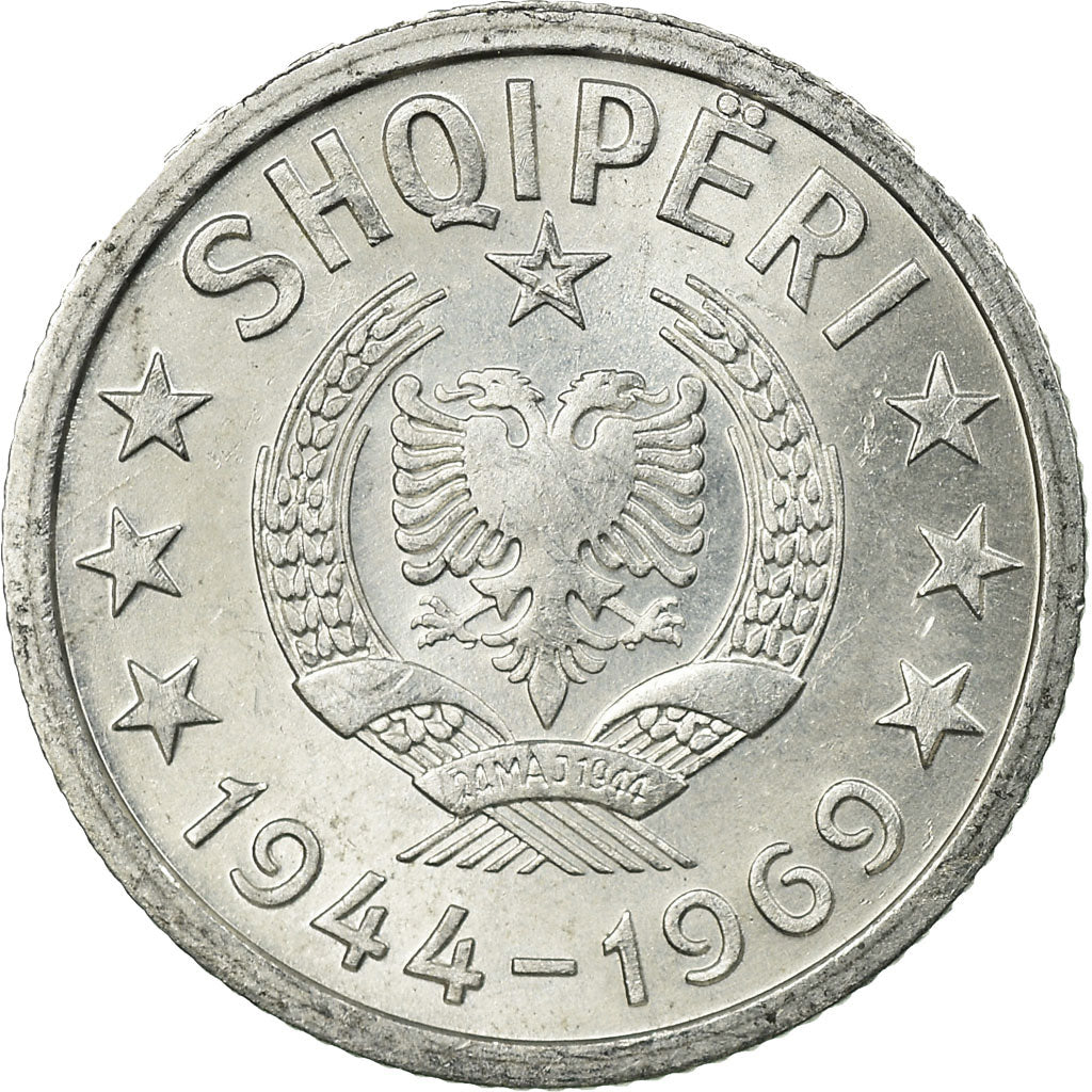Monnaie, Albania, 5 Qindarka, 1969, Rome, TTB, Aluminium, KM:44