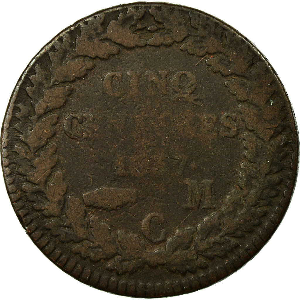 Munten, Monaco, Honore V, 5 Centimes, Cinq, 1837, Monaco, FR, Cast Brass