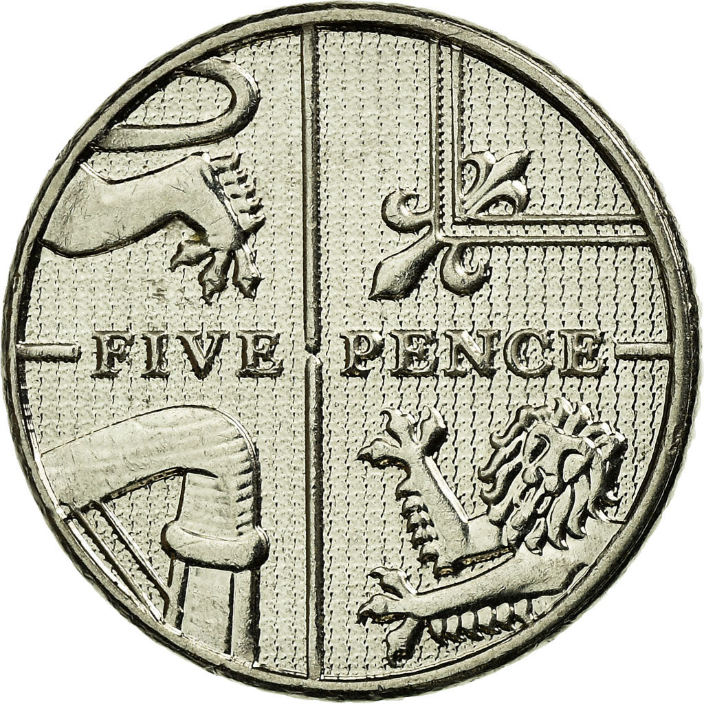 Coin, Great Britain, 5 Pence, 2015, AU(50-53), Copper-nickel