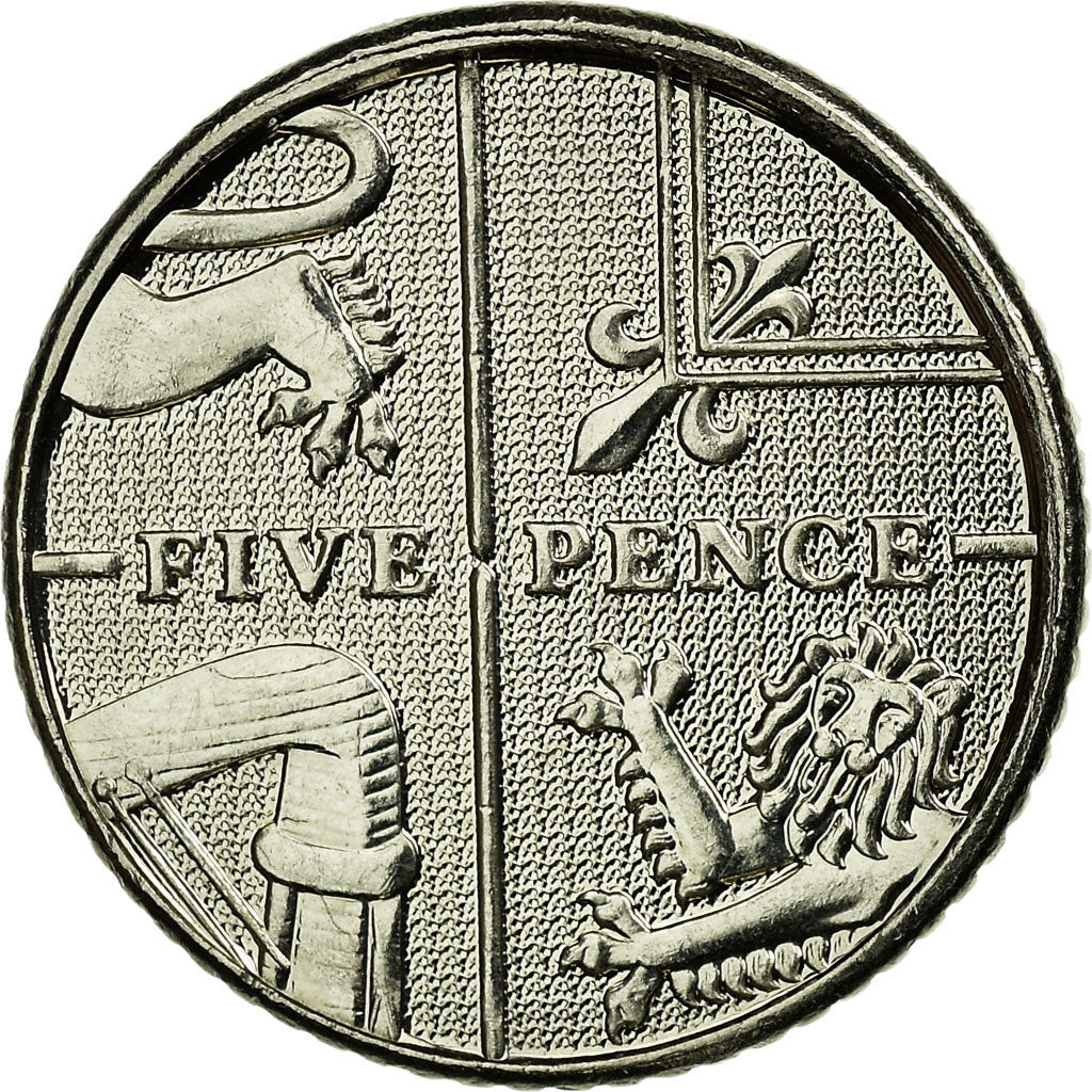 Coin, Great Britain, 5 Pence, 2016, EF(40-45), Copper-nickel
