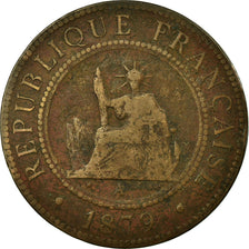 Coin, FRENCH COCHIN CHINA, Cent, 1879, Paris, VF(30-35), Bronze, KM:3
